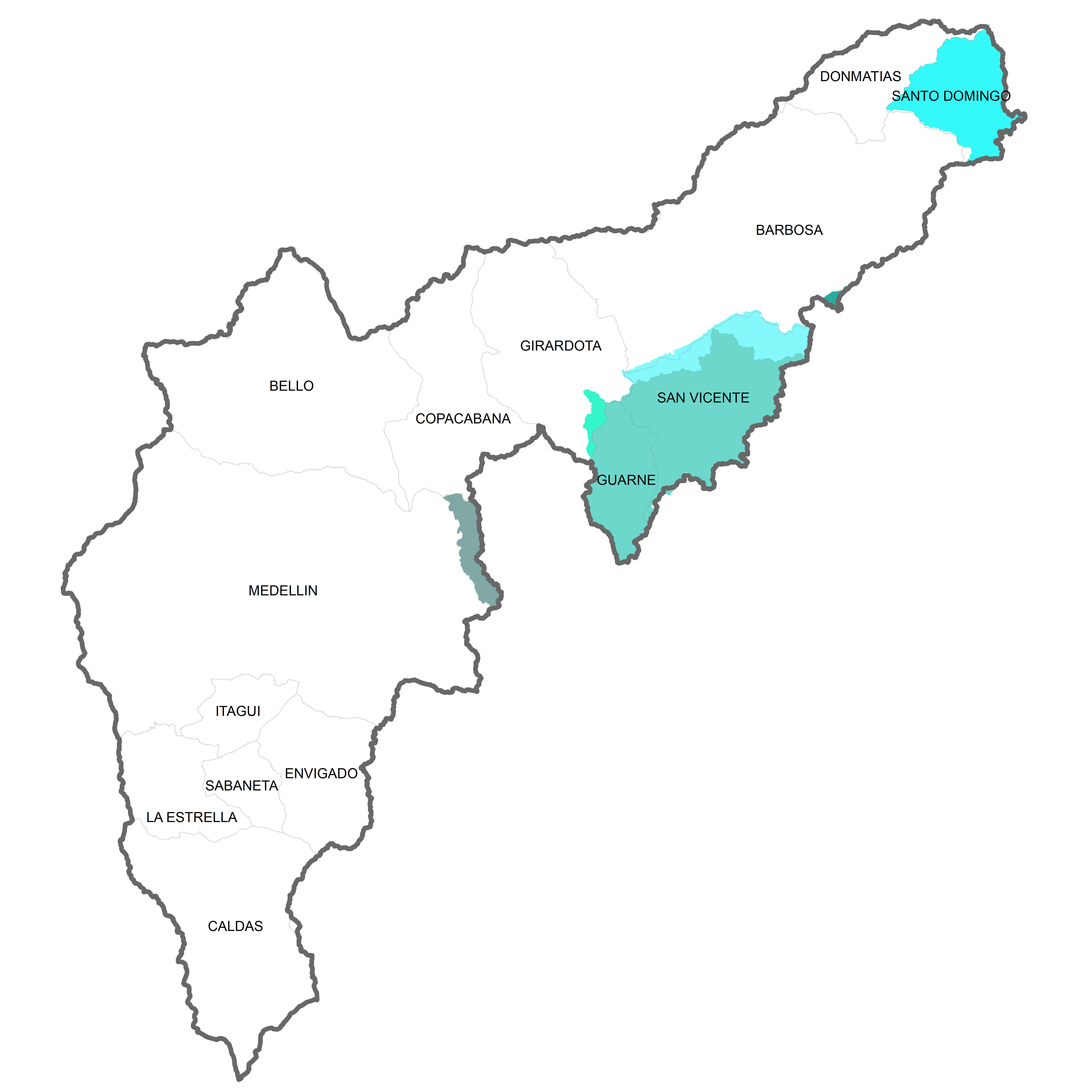 Mapa Municipios Río Aburrá