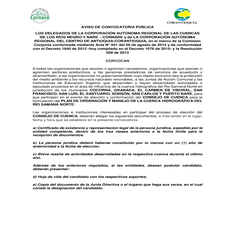 Aviso de Convocatoria para la conformación del Consejo de Cuenca