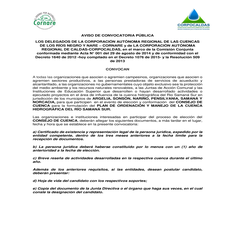 Aviso de Convocatoria para la conformación del Consejo de Cuenca