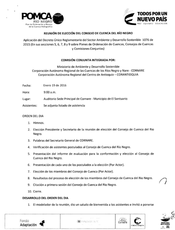 Acta elección del consejo de cuenca del Rio Negro